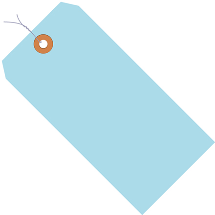 3 <span class='fraction'>1/4</span> x 1 <span class='fraction'>5/8</span>" Light Blue 13 Pt. Shipping Tags - Pre-Wired